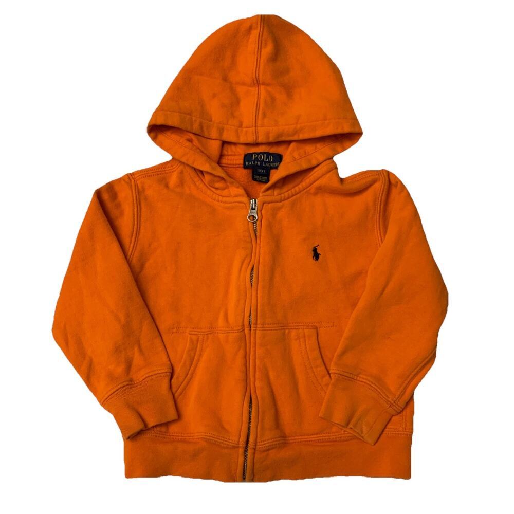Polo Ralph Lauren Toddler 3T Orange Zip Hoodie Sweatshirt Full Zip Jacket